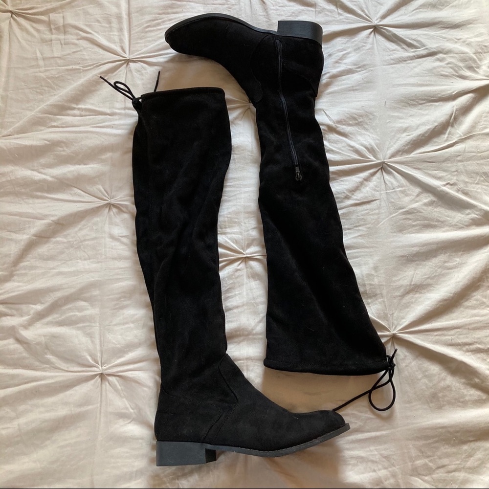 Black Suede Over the Knee Boots
